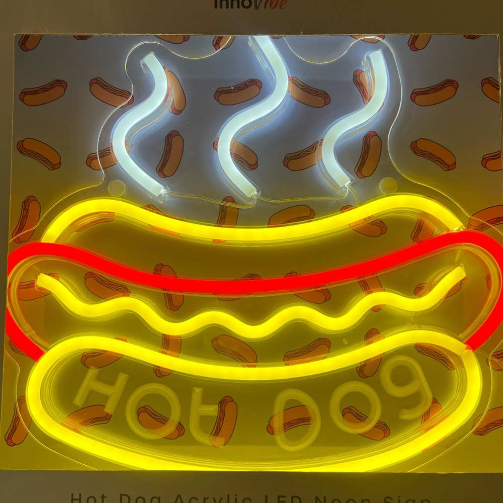 LED Neon Acrylic HOT DOG Shaped Hanging Wall Decor, USB Powered
